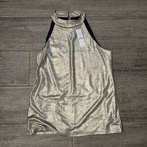 WhiteHouseBlackMarket sleeveless gold shimmer shirt